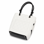 CC 2004 White/Black Quilted Ligne Cambon Mini Tote Bag