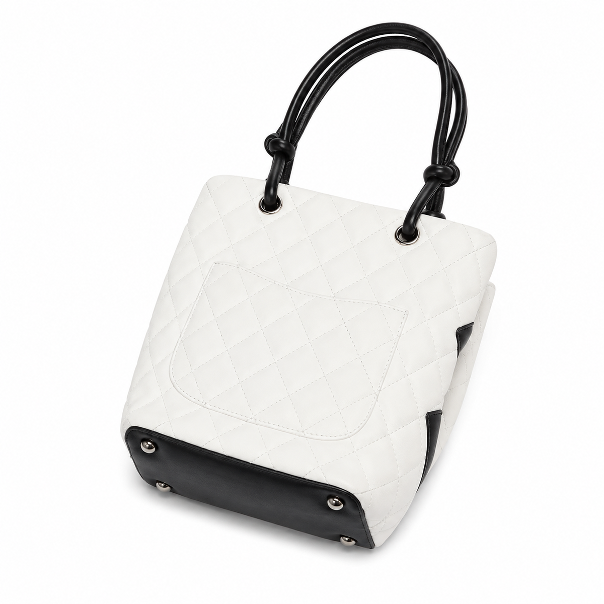 CC 2004 White/Black Quilted Ligne Cambon Mini Tote Bag