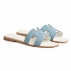 Oran Leather Slippers – Light Blue