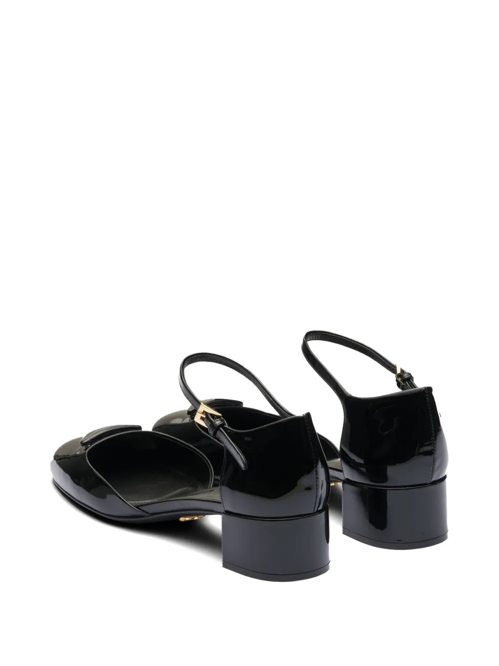 35mm Glossy Leather Heeled Pumps – Black