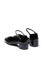 35mm Glossy Leather Heeled Pumps – Black