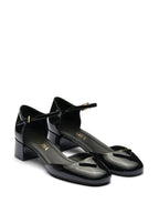 35mm Glossy Leather Heeled Pumps – Black