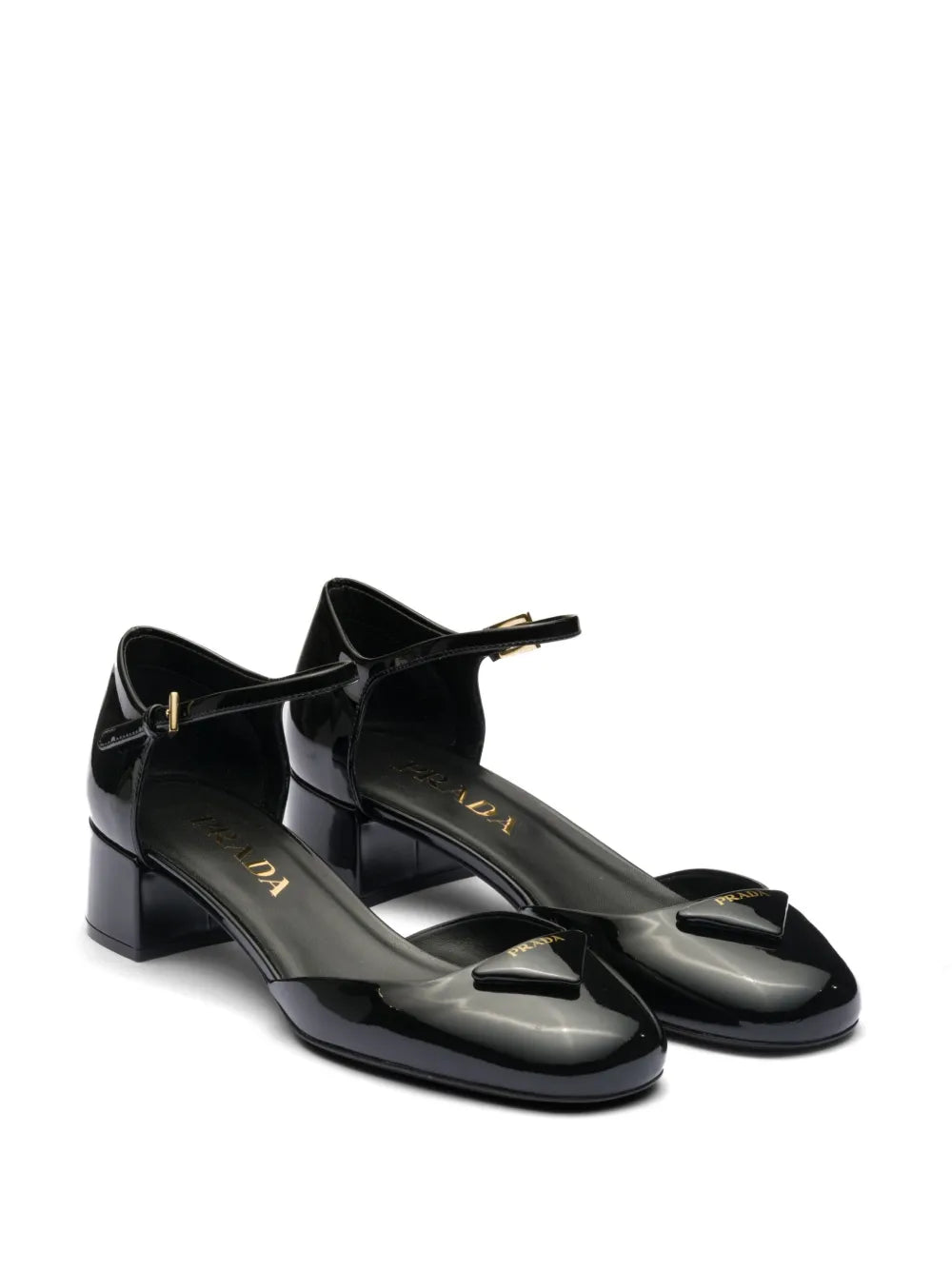 35mm Glossy Leather Heeled Pumps – Black