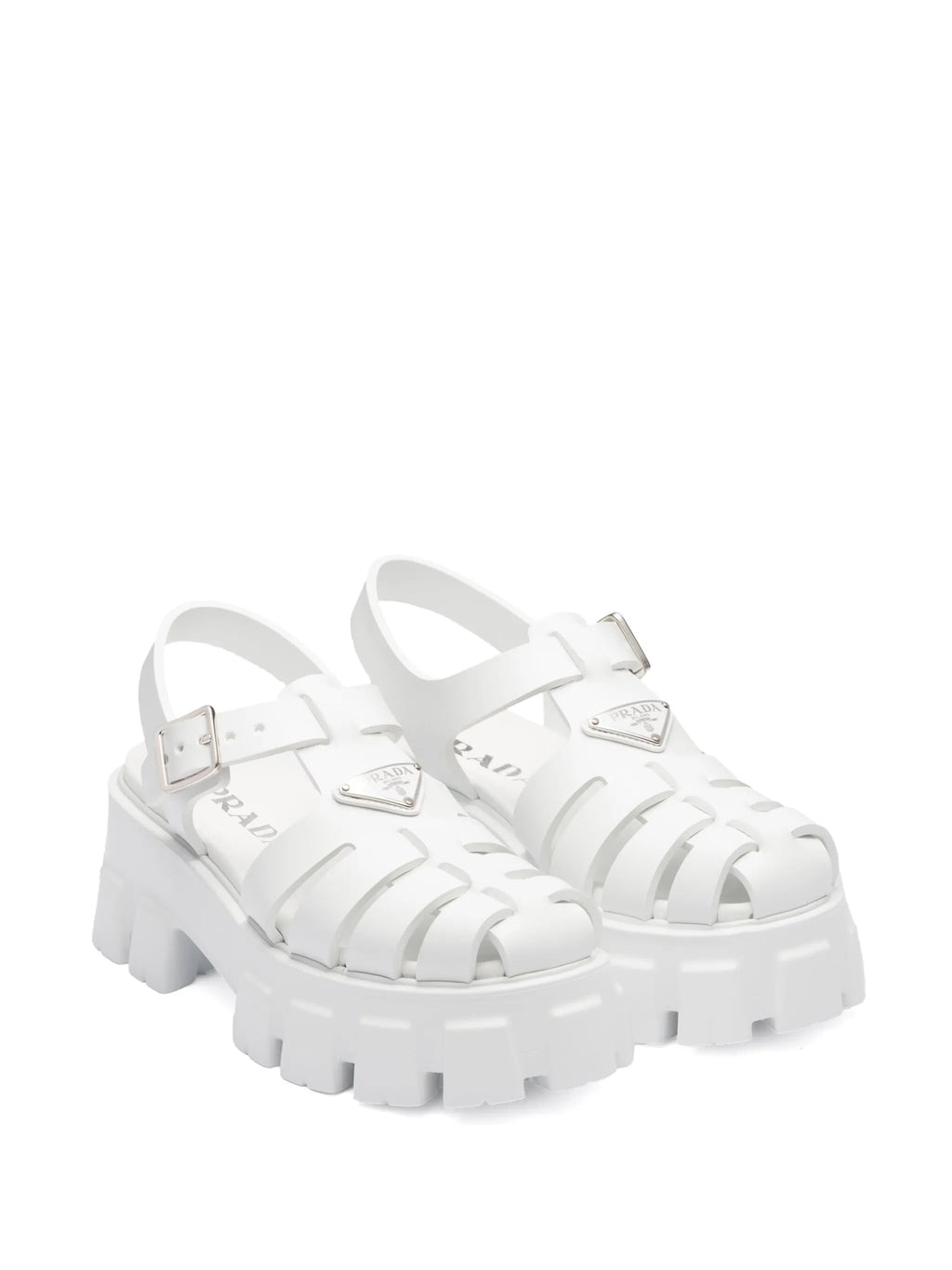 55mm Leather Platform Sandals – White