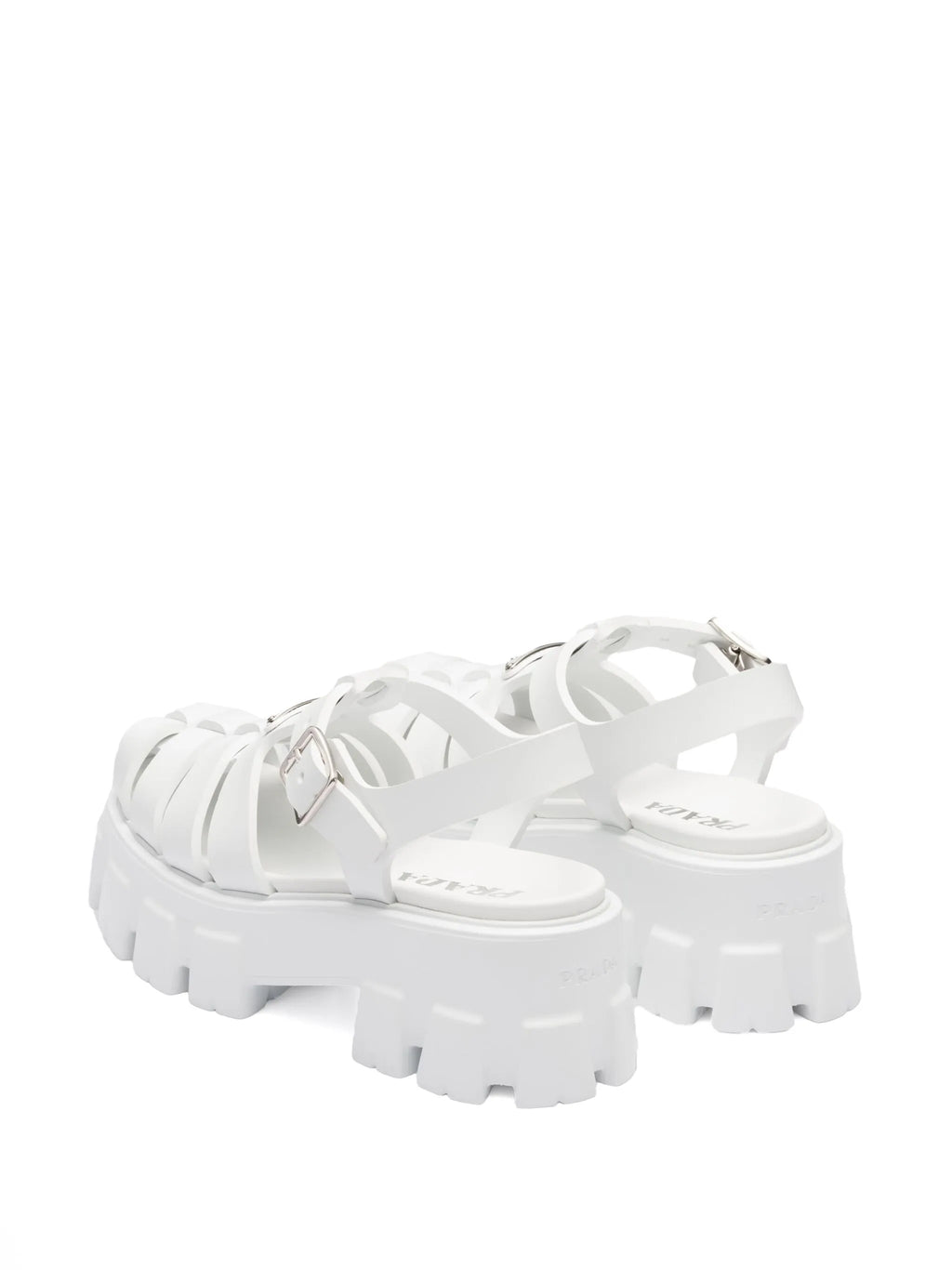 55mm Leather Platform Sandals – White