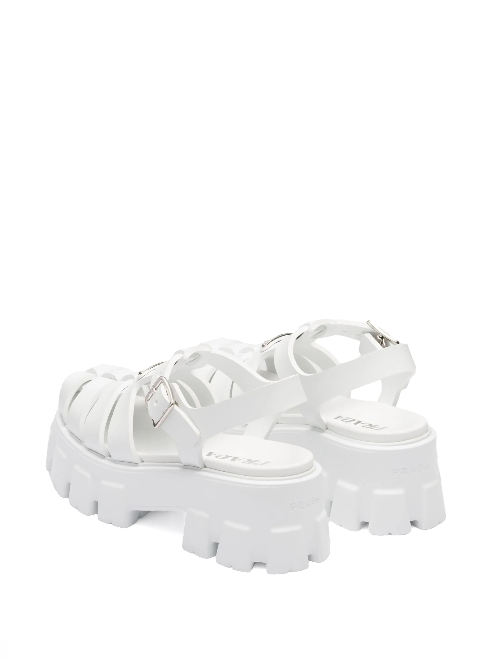 55mm Leather Platform Sandals – White