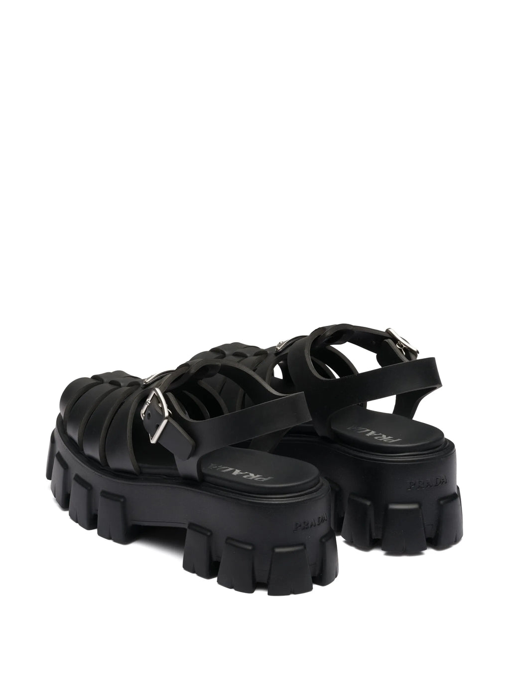 55mm Leather Platform Sandals – Black