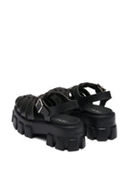 55mm Leather Platform Sandals – Black