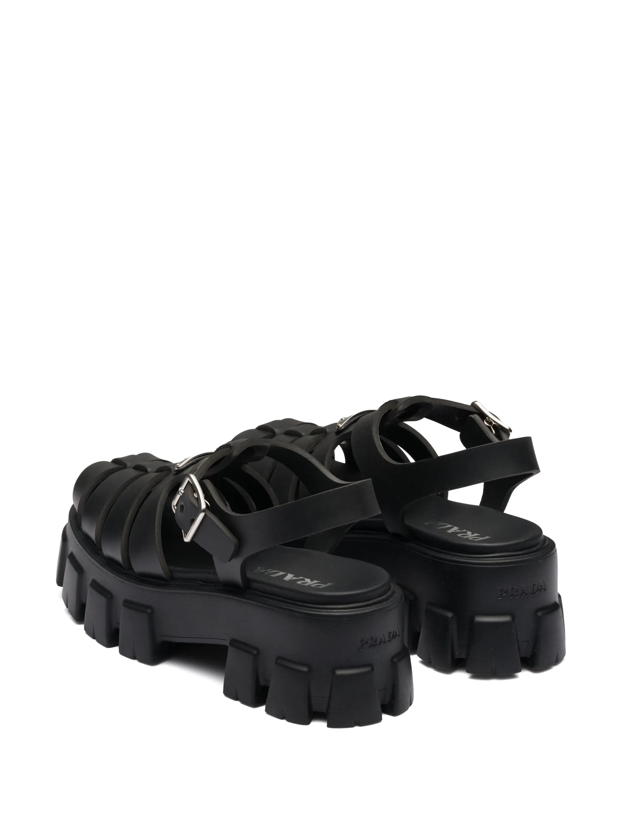 55mm Leather Platform Sandals – Black