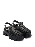 55mm Leather Platform Sandals – Black