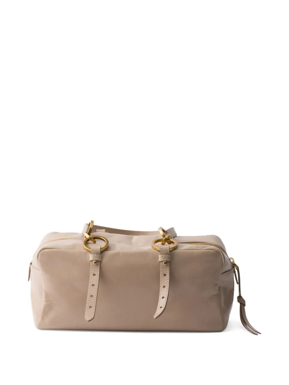 Medium Glossy Leather Tote Bag – Beige