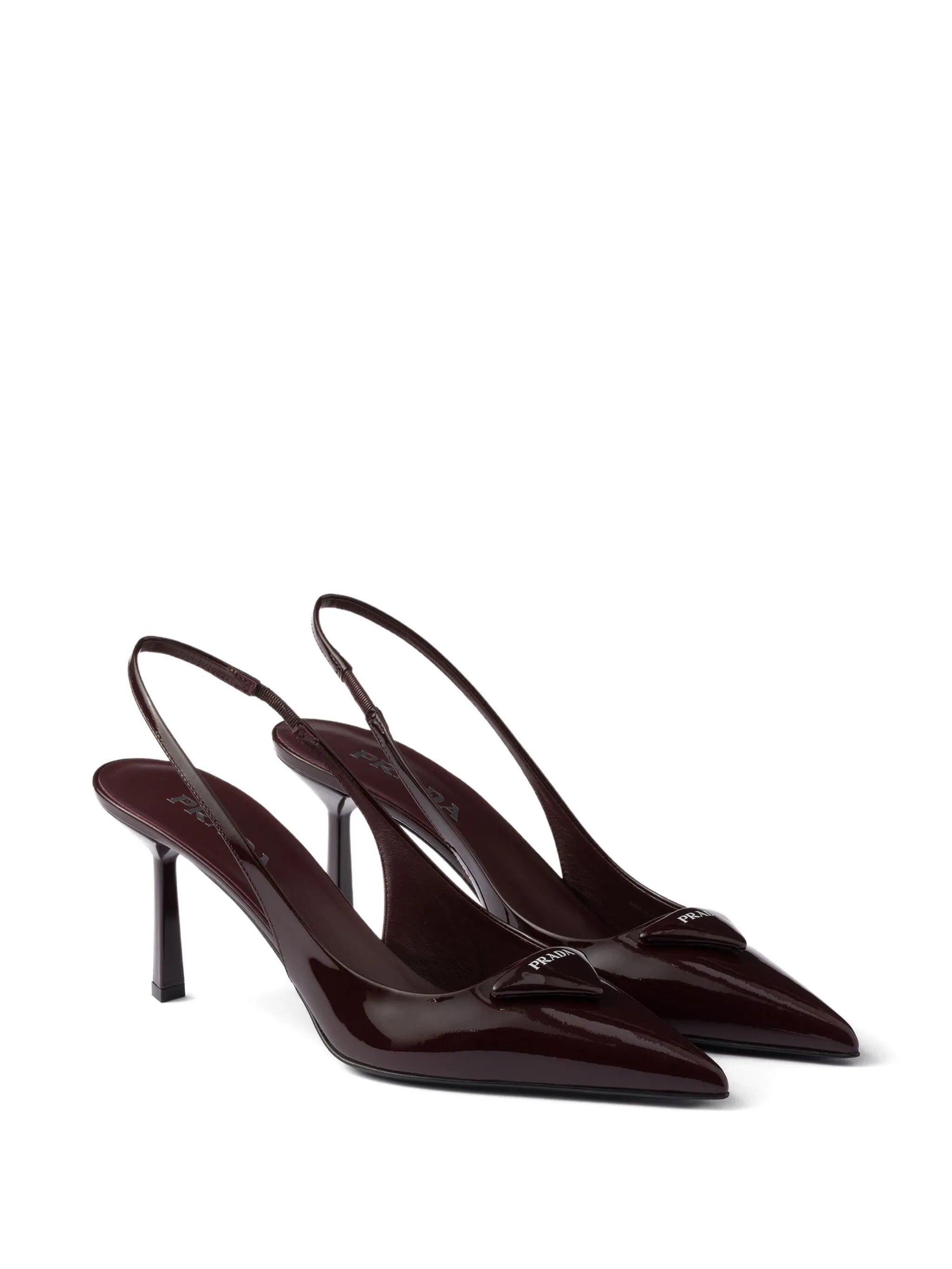 75mm Glossy Leather Heeled Pumps – Burgundy