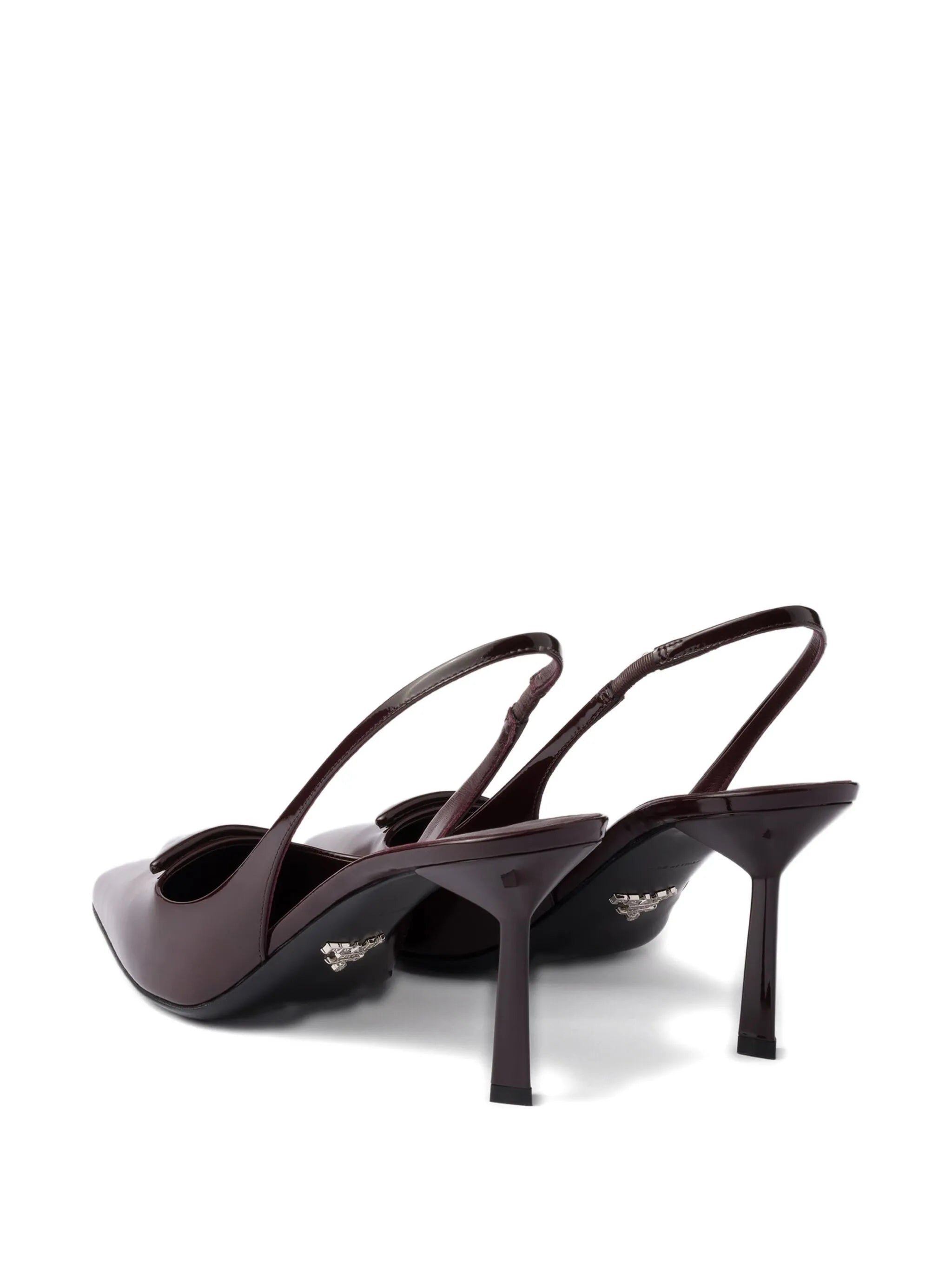 75mm Glossy Leather Heeled Pumps – Burgundy