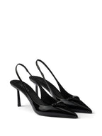 75mm Glossy Leather Heeled Pumps – Black