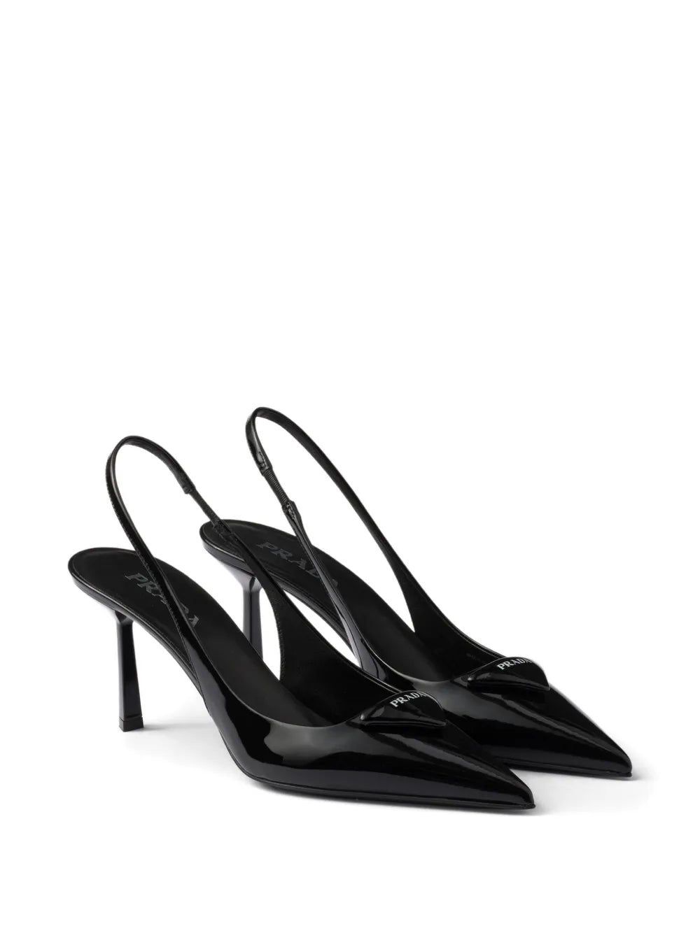 75mm Glossy Leather Heeled Pumps – Black