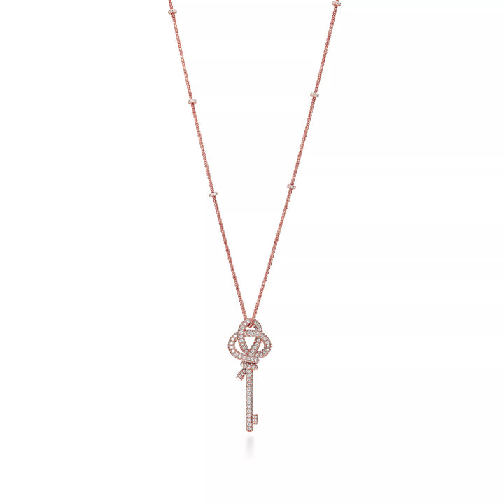 Pırlantalı Rose Gold Kaplama Ekstra Büyük Anahtar Kolye – 925 Ayar Gümüş