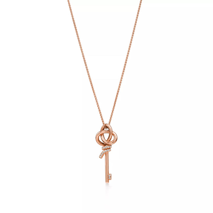 Pırlantalı Rose Gold Kaplama Mini Anahtar Kolye – 925 Ayar Gümüş