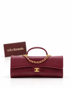 Calfskin Lizard Embossed Clutch With Chain Bordeaux