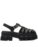 55mm Leather Platform Sandals – Black
