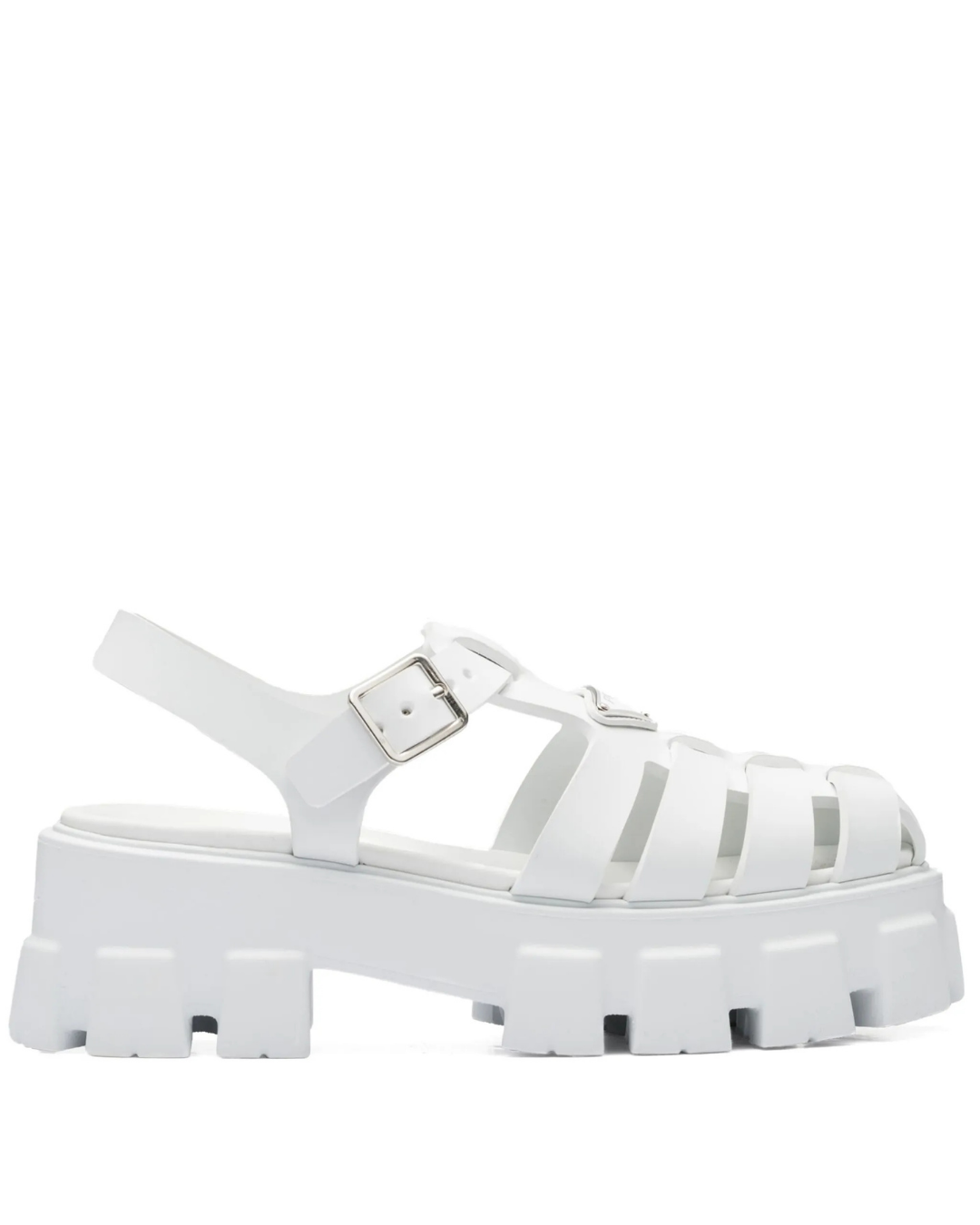 55mm Leather Platform Sandals – White
