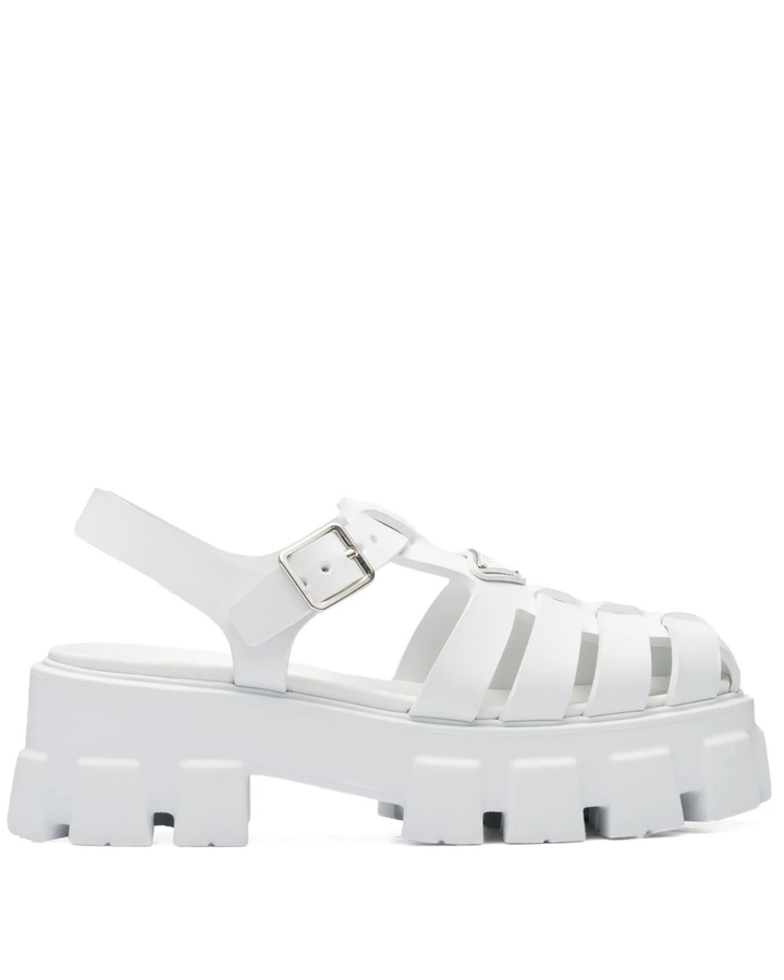 55mm Leather Platform Sandals – White