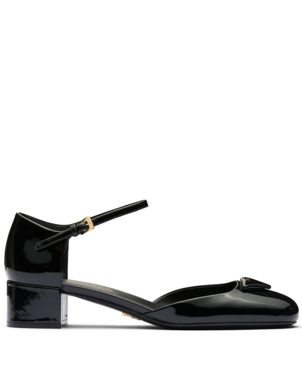 35mm Glossy Leather Heeled Pumps – Black