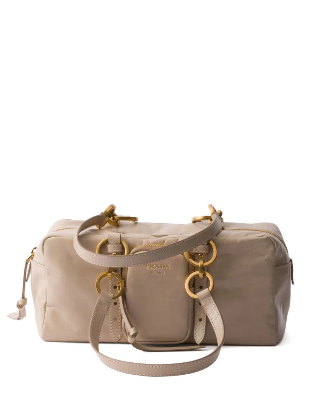 Medium Glossy Leather Tote Bag – Beige