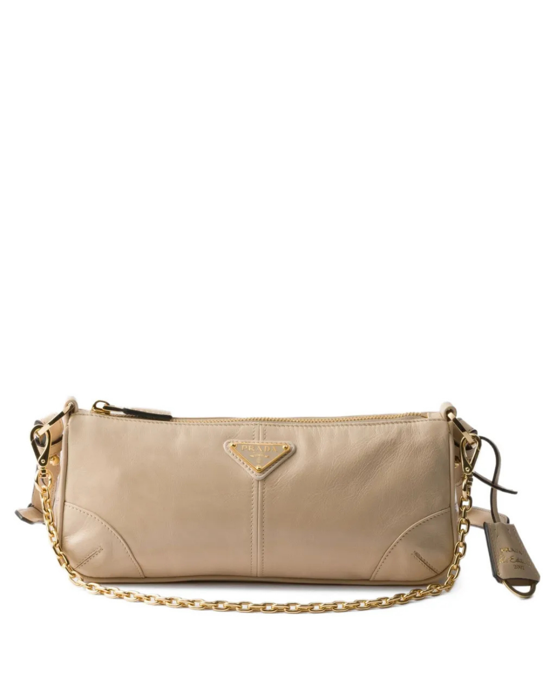 Medium Re-Edition Leather Shoulder Bag – Beige