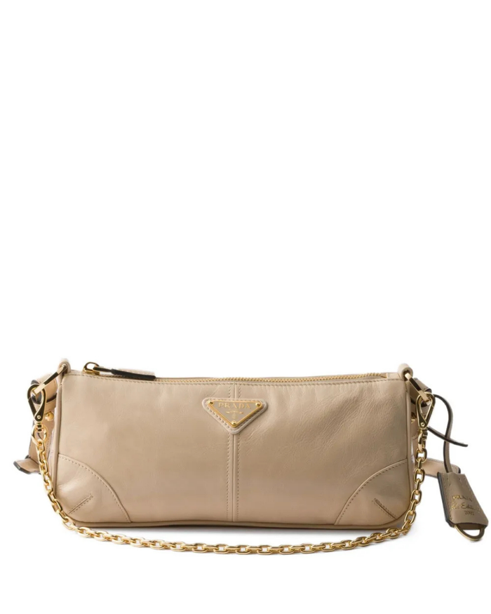 Medium Re-Edition Leather Shoulder Bag – Beige