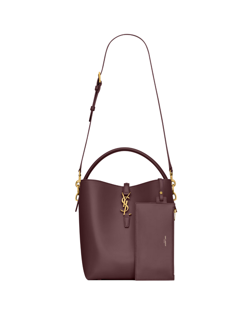 Shiny Leather Bucket Bag  – Burgundy