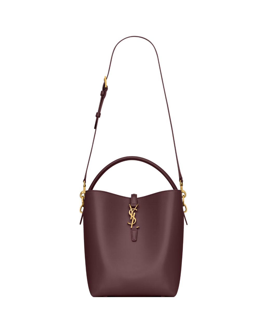 Shiny Leather Bucket Bag  – Burgundy