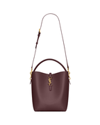 Shiny Leather Bucket Bag  – Burgundy