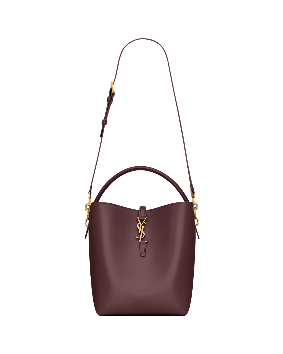 Shiny Leather Bucket Bag  – Burgundy