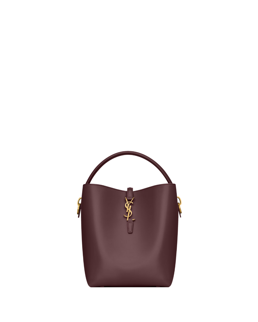 Shiny Leather Bucket Bag  – Burgundy