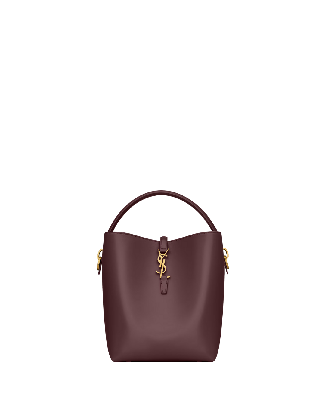 Shiny Leather Bucket Bag  – Burgundy