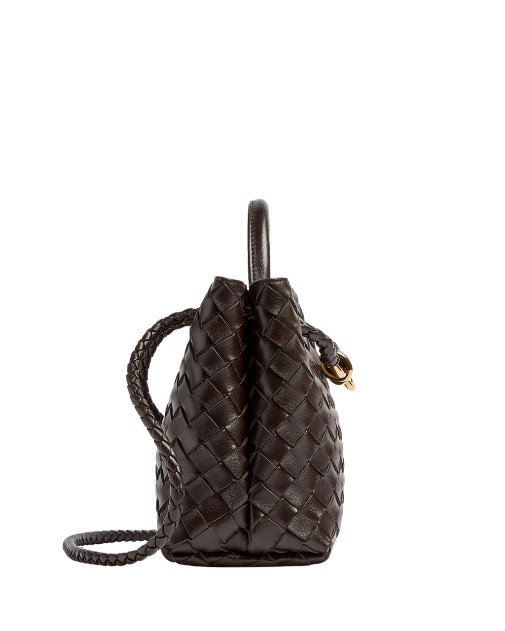 Small Leather Top Handle Bag  – Dark Brown