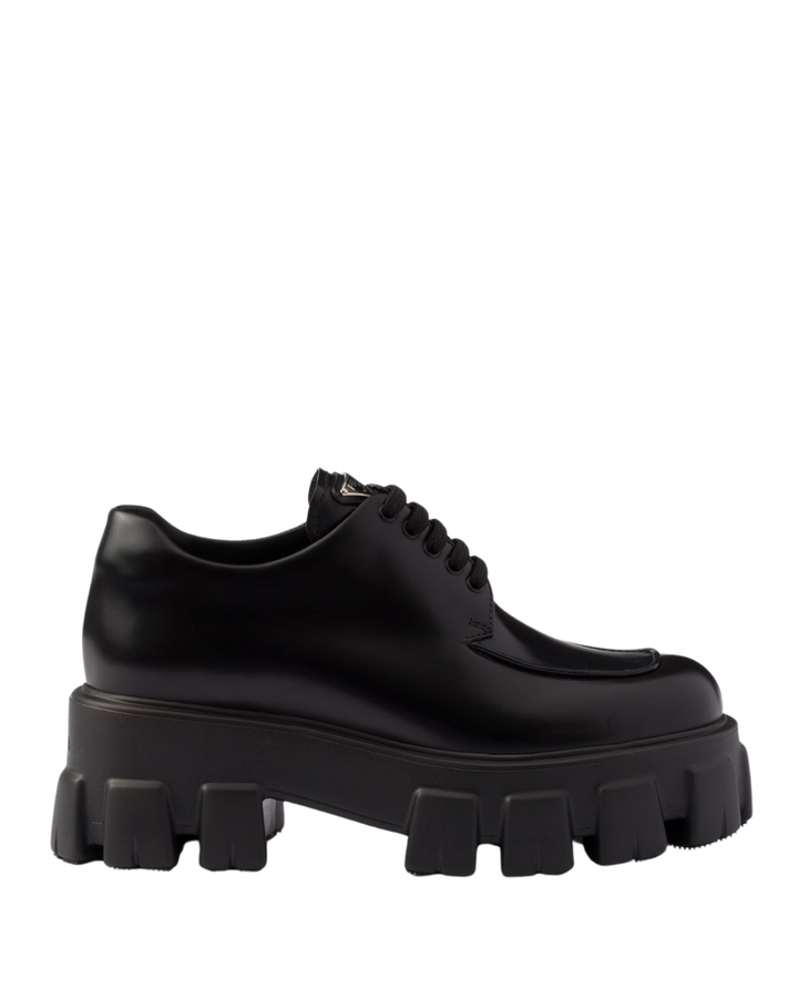 Monolith Brushed Leather Lace-Up Shoes – Black