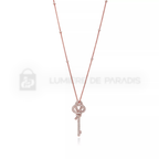 Pırlantalı Rose Gold Kaplama Ekstra Büyük Anahtar Kolye – 925 Ayar Gümüş