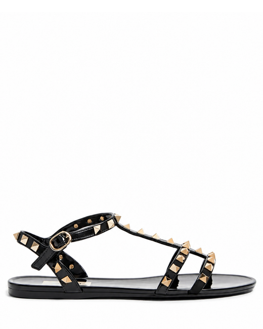Rockstud Black Studded Women’s Beach Slides