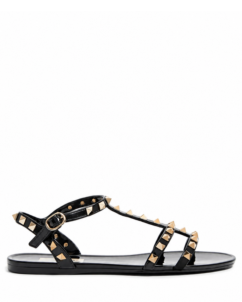 Rockstud Black Studded Women’s Beach Slides