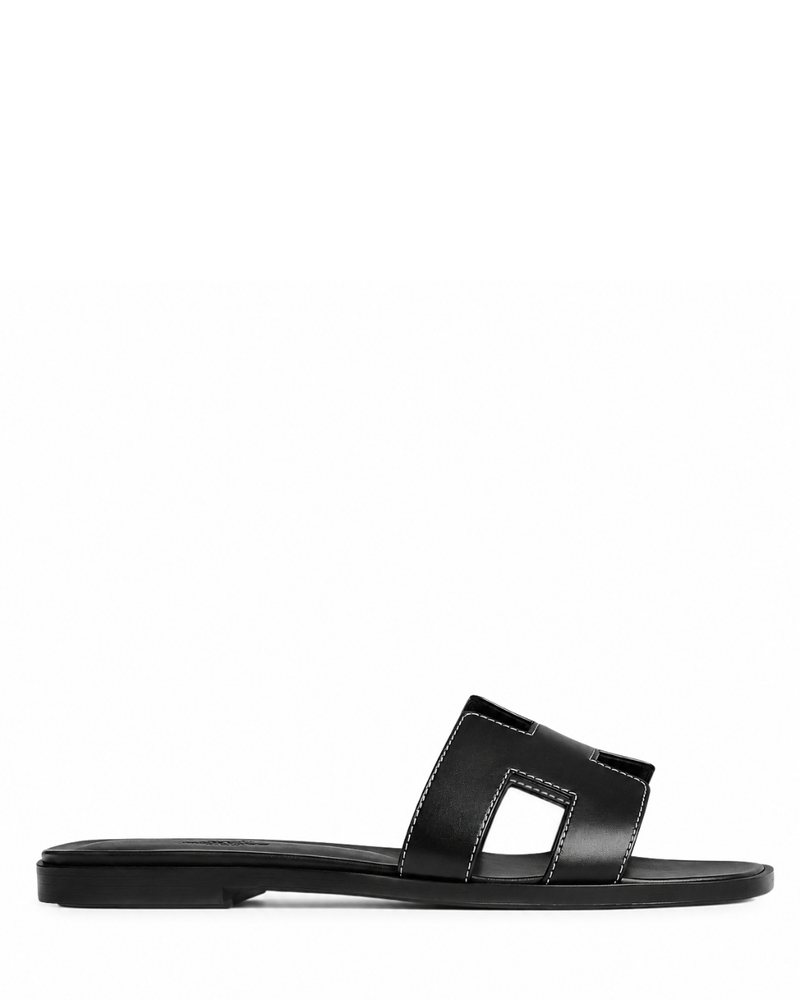Oran Leather Slippers – Black