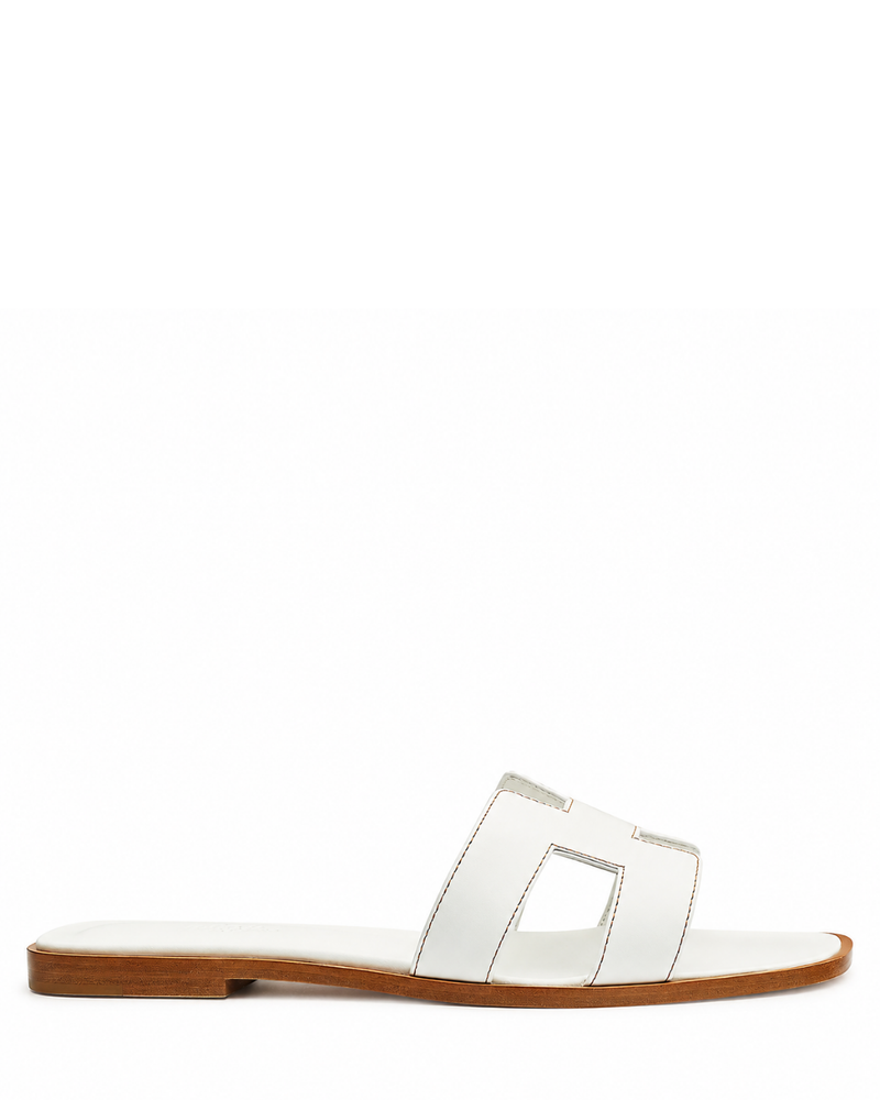 Oran Leather Slippers – White