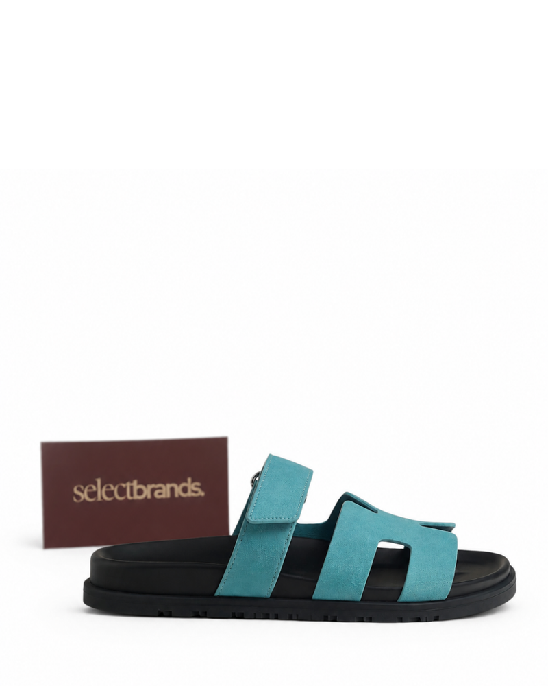 Chypre Leather Slippers – Mineral Blue