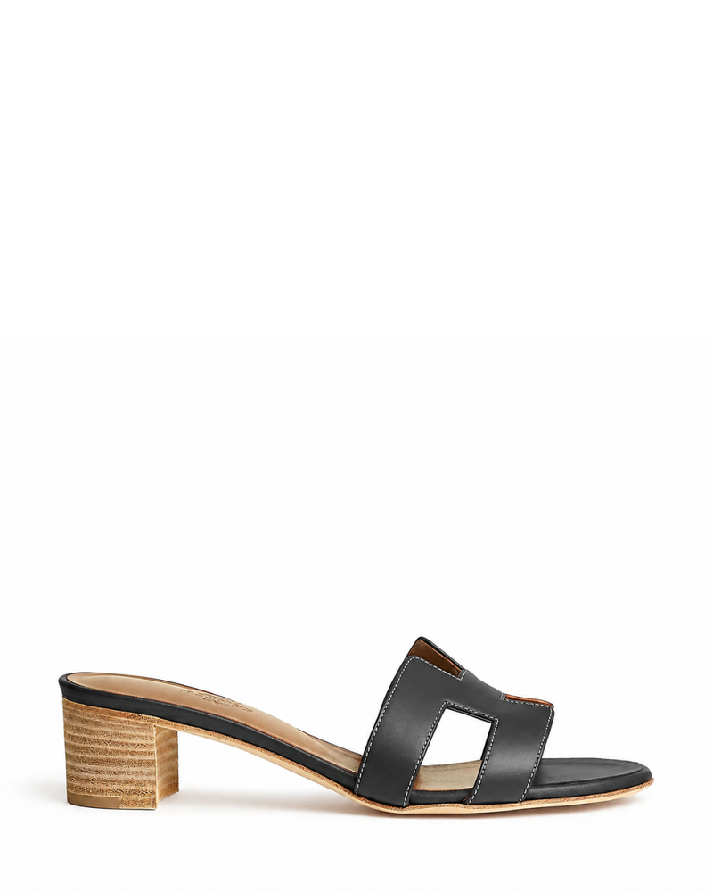 Oasis Leather Slippers – Black