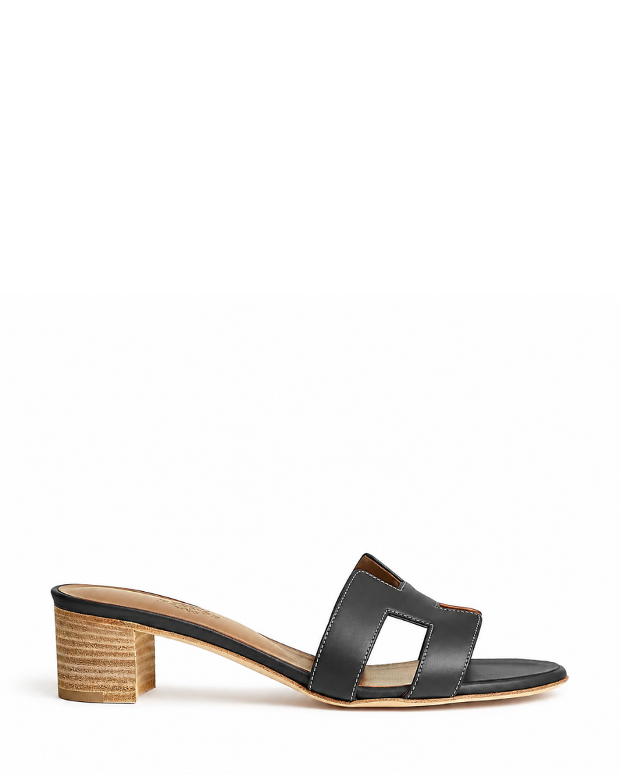 Oasis Leather Slippers – Black
