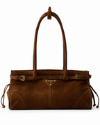 Bonnie Medium Suede Leather Bag – Brown