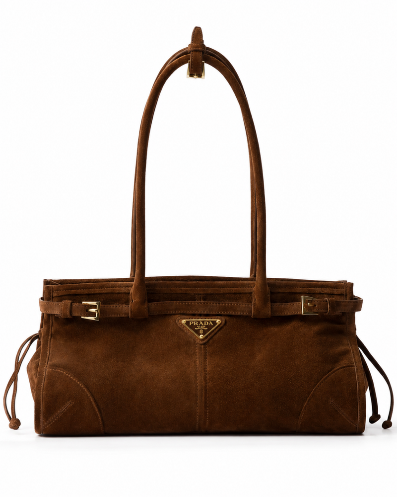 Bonnie Medium Suede Leather Bag – Brown