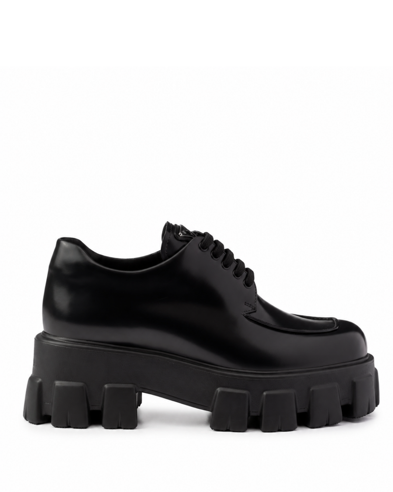 Monolith Brushed Leather Lace-Up Shoes – Black