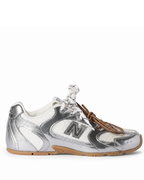 Metallic Leather and Mesh Sneakers