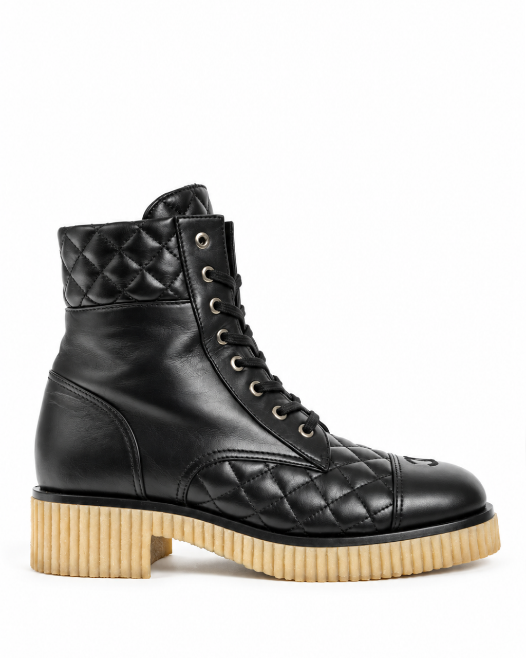 CC Calfskin Quilted CC Combat Boots